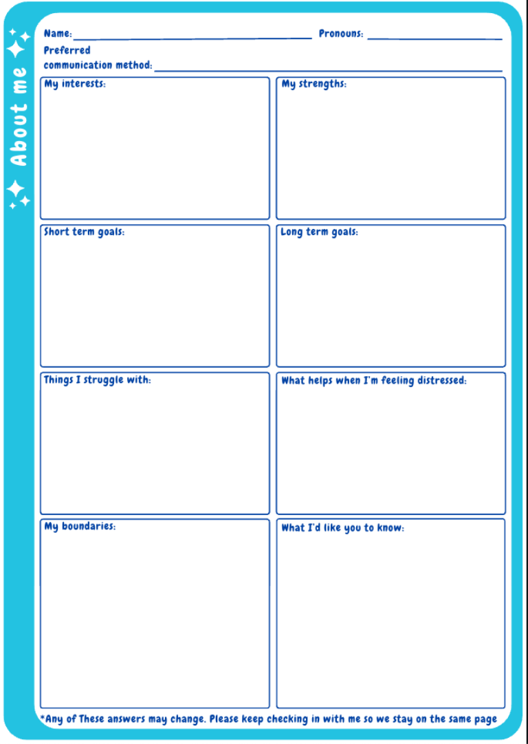 About me worksheet template