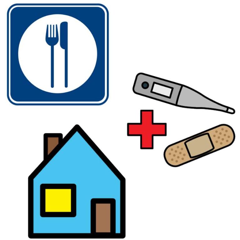 cutlery, a house, medicine
